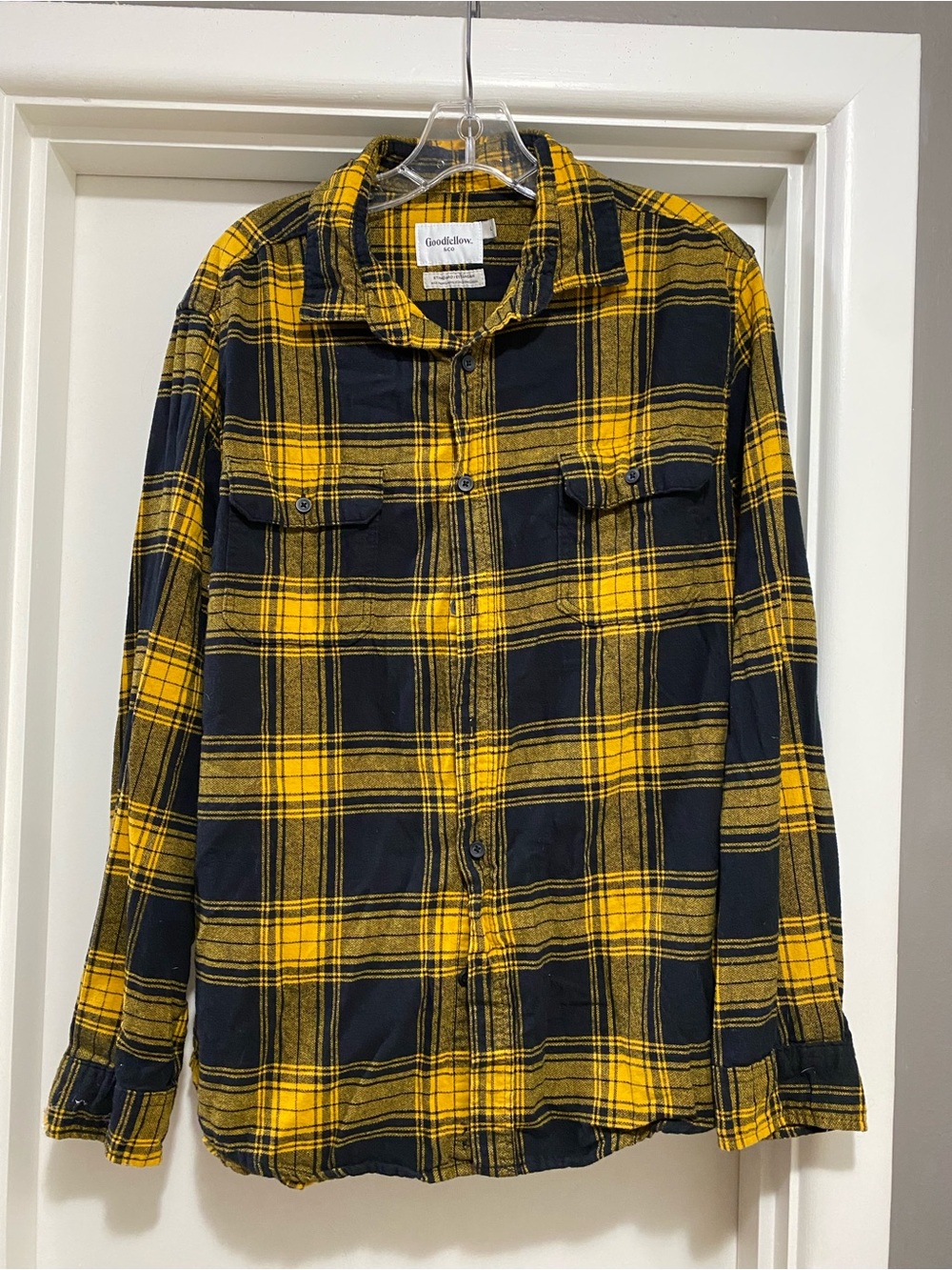 Goodfellow & Co Yellow and Black Plaid Button-Down Shirt